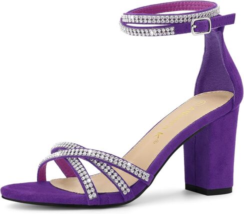 Allegra K Women's Rhinestones Strappy Chunky Heel Sandals in Saudi Arabia
