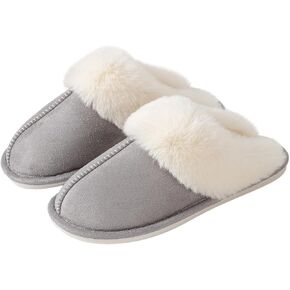 Women's Slippers Fuzzy Warm Comfy Faux Fur Slip-on Fluffy Fashion Bedroom House Shoes