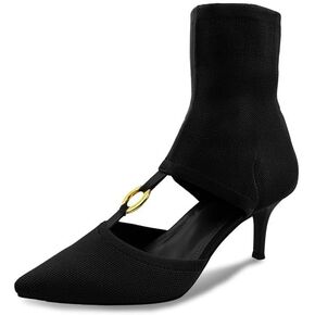 Women's Low Heeled Sandals Pointed Toe Heels Sexy Closed Toe Pump Breathable Elastic Dressy Wedding Shoes