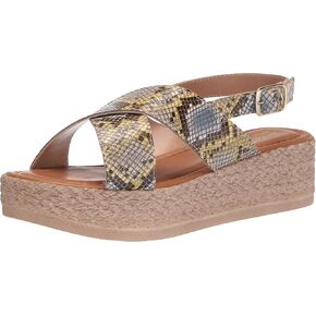 Women's Platform Sandal Flat, Pastel Multi Snake Italian Leather, 8.5 Wide
