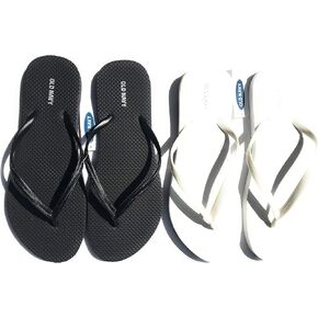 صندل فليب فلوب من Old Navy للنساء، رائع للشاطئ أو الملابس الكاجوال (9، أبيض وأسود) in Kuwait