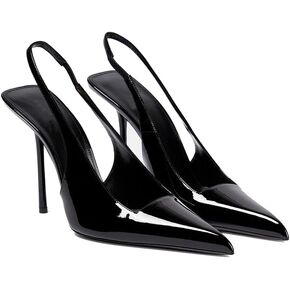 Women's Pointed Toe Sexy High Heels Patent Leather Slingback Pumps Backless 105mm Stiletto Sandals Party Dress Heeled Shoes
