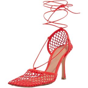 Mesh Heels for Women, Wrap-up Heels Square Toe Stiletto High Heel Strappy Heeled Sandals Sexy Lace Up Fishnet Heels