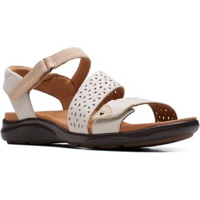 Clarks Women's Kitly Way Sandal, White Leather, Size 6