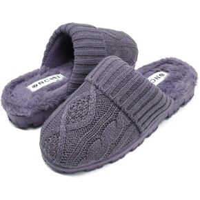 ONCAI Women’s-House-Slippers-Winter-Slipper-for-Women Knitted Fleece Memory Foam Slip-on Cozy Warm Outdoor Lady Fur Lined Garden Home Slippers (Size 5-11)…