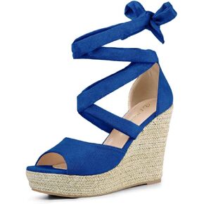 Allegra K Women's Lace Up Espadrilles Wedges Sandals