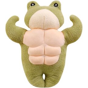 Lovely Supersoft Green Muscle Frog Plush,Funny Huggable Froggy Dolls,Adorable PlushFrog for Kids, 13.8