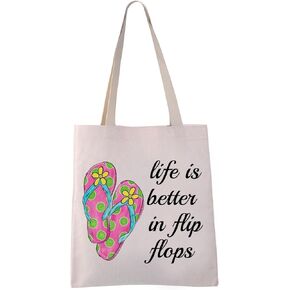 Life is Better in Flip Flops Tote Bag Flip Flop Gift Bag Beach Shoulder Bag Beach Lover Gifts