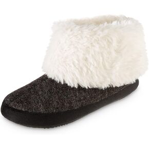 isotoner Women's Recycled Comfort Memory Foam Heather Knit Marisol Boot Slippers
