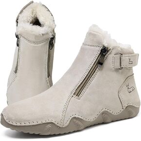 Women's Suede Round Toe Zipper Chukka Boot Warm Fur Lined Snow Boot Ankle High Top Casual Booties Winter Cold Weather outdoor hiking Boots
