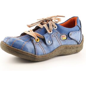 TMA EYES Ladies' Hand-Sewn Thread Genuine Leather Flat Wide-Toe Sports Casual Shoes