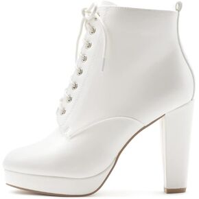 Ollio Women's Shoe Faux Suede Lace-up Platfrom Ankle Chunky Heel Booties