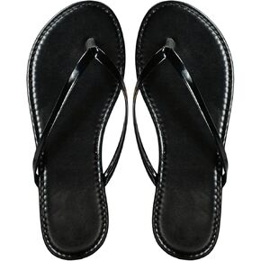 GORGLITTER Women's Leather Flip Flops Comfortable Sandals Thong Sandals Open Toe Flat Sandals