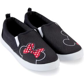 Disney Ladies Mickey and Minnie Shoes - Ladies Classic Mickey and Minnie Mouse Slip On Sneakers Mickey and Minnie Mouse Canvas Slip On Sneakers