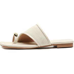 Women's Summer Fashion Outerwear Square Toe Sandals Comfortable And Versatile Open-Toe Lightweight Beach Flat Sandals