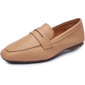 Odema Must-have Women's Loafer Flat Square Toe Plain Penny Loafers Comfort Slip on Shoes