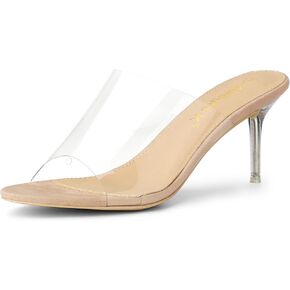 Allegra K Women's Clear Strap Open Toe Slip On Stiletto Heel Slide Sandals