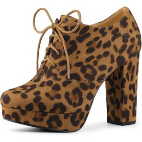 Perphy Women's Platform Chunky Heel Lace Up Ankle Booties