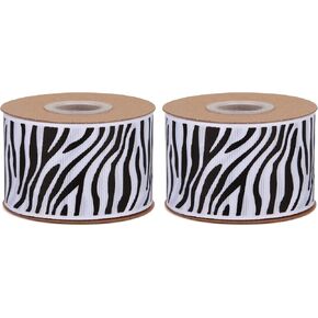 Jungle Animal Ribbons 1-1/2 Inch X 20 Yards Safari Animal Wrapping Ribbon for Crafts Black White Zebra Pattern Printed Ribbon for DIY Craft, Wild One Party Decor in Kuwait