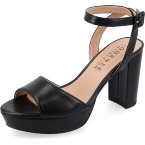 Journee Collection Open Toe Strappy Platform Pumps for Women - Nairri Ankle Strap Chunky High Block Heel Sandal