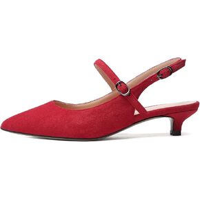 Mettesally Women's Kitten Low Heels Pointed Toe Sandals Slingback Ankle Strap Mary Jane Office Party Shoes