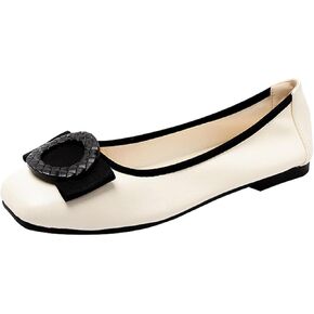 Women's Square Toe Ballet Flats, Comfortable and Casual Slip-On Flats Suitable for Walking, Driving, and Formal Wear
