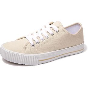 BENEKER Women's Fashion Sneakers Low Top Lace Up Canvas Sneakers Comfort Tennis Shoes Casual Walking Shoes