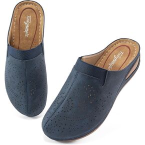 FUDYNMALC Womens Mules Closed Toe: Comfortable Cushion Footbed Slip On Wedge Sandals - Casual Fashion Orthopedic Walking Shoes