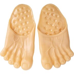 1 Pair Halloween Barefoot Funny Feet Slippers- Realistic Big Foot Slippers Shoe Covers- Scary Costume Props Toe Slippers for Halloween Family Cosplay Costume Accessories