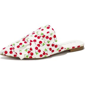 Cape Robbin Carolyn Flat Mules for Women- Elegant Print Womens Mules Flats- Womens Slip On Shoes- Knot Embellished Pointy Mules for Woman Fashion- Backless Flats Women- Womens Sandals