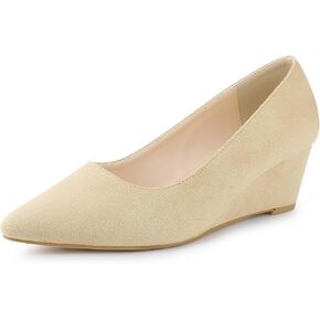 Allegra K Women's Pointy Toe Slip On Wedge Heel Pumps