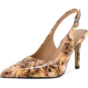 SAMMITOP Women's Pointed Toe Slingback Pumps Buckle Strap High Heels Stilettos Slip On Party Prom Dress Shoes 3.5 Inch