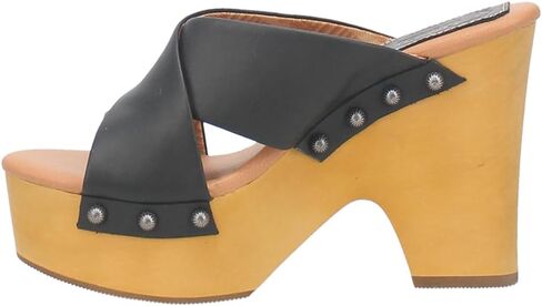Dingo Womens Driftwood Studded Platform Athletic Sandals Casual High Heel 3" & Up - Black in Saudi Arabia