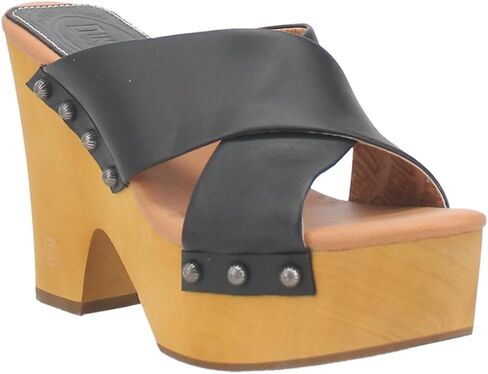 Dingo Womens Driftwood Studded Platform Athletic Sandals Casual High Heel 3" & Up - Black in Saudi Arabia