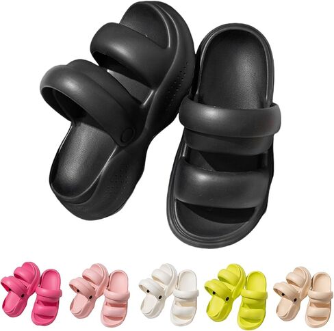 Platform Slippers Cute Slip-on Sandals EVA Ultra Thick Cushion Sole Fashion Summer Cloud Preppy Slides Outdoor for Women in Saudi Arabia