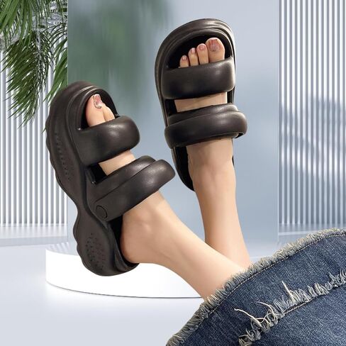 Platform Slippers Cute Slip-on Sandals EVA Ultra Thick Cushion Sole Fashion Summer Cloud Preppy Slides Outdoor for Women in Saudi Arabia