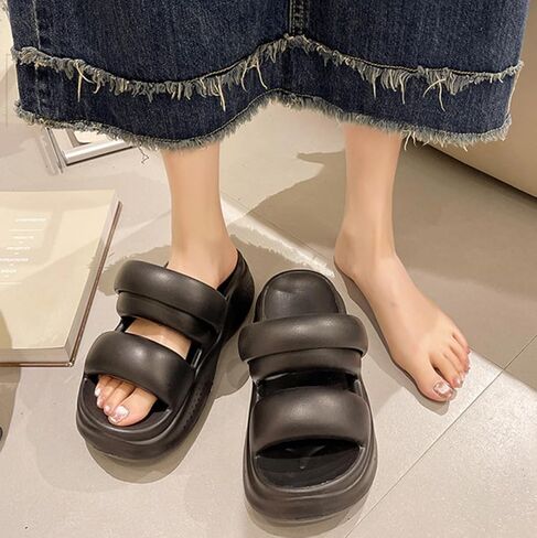 Platform Slippers Cute Slip-on Sandals EVA Ultra Thick Cushion Sole Fashion Summer Cloud Preppy Slides Outdoor for Women in Saudi Arabia