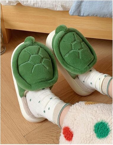 Women's Plush Cute Turtle Slippers Comfortable Men's Anti slip Home Thick Sole Winter and Autumn Cotton Slippers in Saudi Arabia