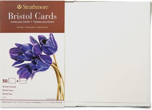 بطاقات سلسلة Strathmore 400، بريستول، 5x6.875 بوصة، 50 حزمة، متضمنة - بطاقات تهنئة مخصصة لحفلات الزفاف والمناسبات وأعياد الميلاد in Kuwait