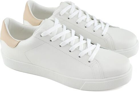 Marc Joseph New York Womens Casual Comfortable Genuine Leather Lightweight Low Top Fashion Slip-On Laceup Walking Sneaker Flat Shoes in Saudi Arabia