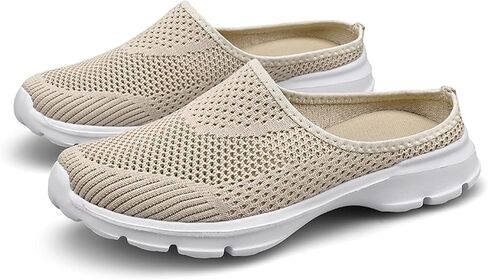 Women's Casual Slip on Half Shoes Breathable Arch Support Walking Mules Shoes Open Back Slip on Flats Non-Slip Sneakers Sandals in Saudi Arabia