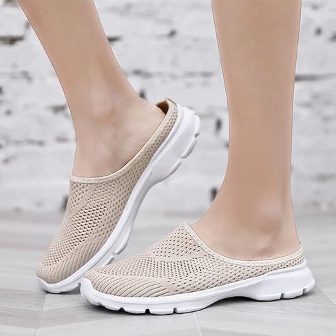 Women's Casual Slip on Half Shoes Breathable Arch Support Walking Mules Shoes Open Back Slip on Flats Non-Slip Sneakers Sandals in Saudi Arabia