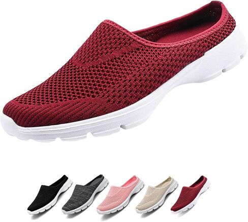 Women's Casual Slip on Half Shoes Breathable Arch Support Walking Mules Shoes Open Back Slip on Flats Non-Slip Sneakers Sandals in Saudi Arabia