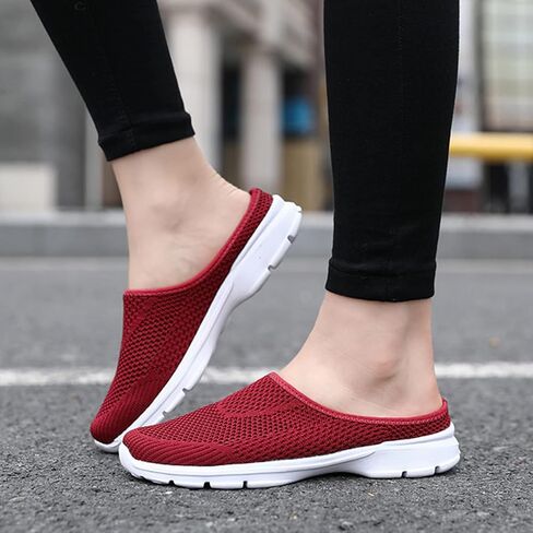 Women's Casual Slip on Half Shoes Breathable Arch Support Walking Mules Shoes Open Back Slip on Flats Non-Slip Sneakers Sandals in Saudi Arabia