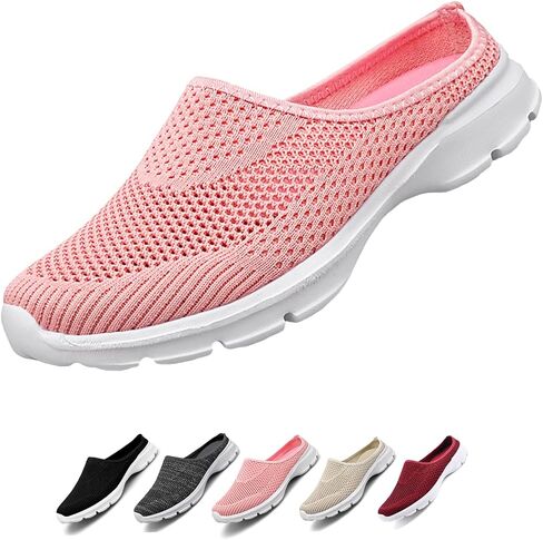 Women's Casual Slip on Half Shoes Breathable Arch Support Walking Mules Shoes Open Back Slip on Flats Non-Slip Sneakers Sandals in Saudi Arabia