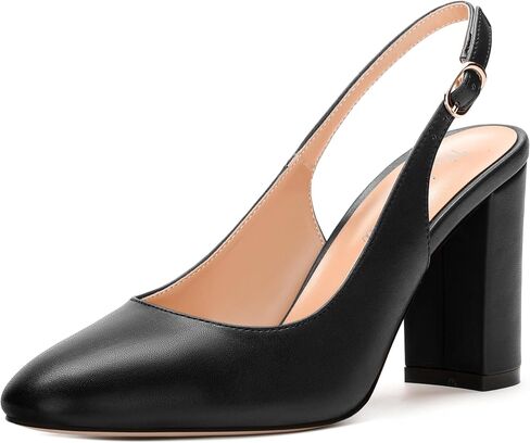 Women's Pumps, Block Heel Round Toe Dress Pumps Shoes for Women, Classic Round Toe High Chunky Heel Pumps in Saudi Arabia