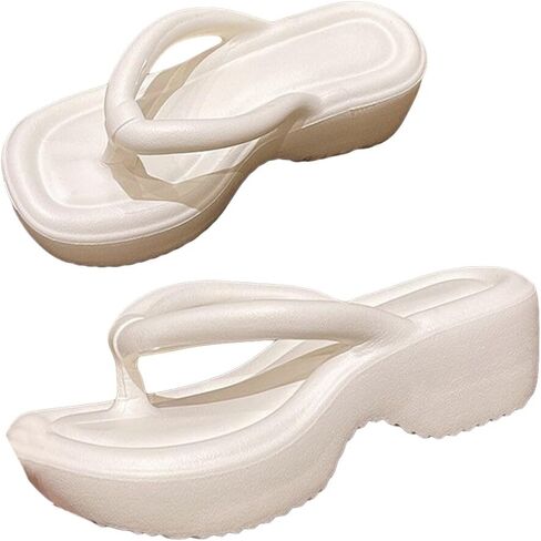 OYOANGLE Women's Platform Flip Flop Sandals Breathable Comfy Outdoor Toe Post Chunky Heeled Thong Slippers in Saudi Arabia