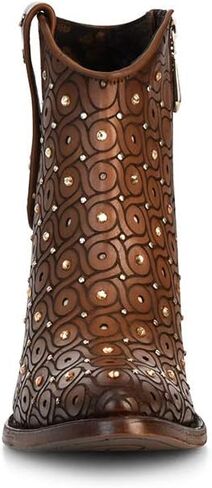 Cuadra Women's Leather Bootie with Swarovski Crystals and Zipper Brown in Saudi Arabia