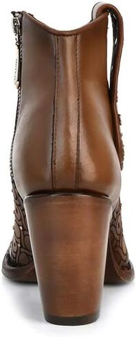 Cuadra Women's Leather Bootie with Swarovski Crystals and Zipper Brown in Saudi Arabia