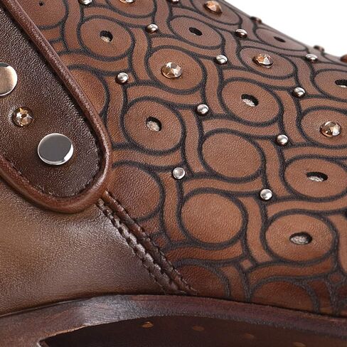 Cuadra Women's Leather Bootie with Swarovski Crystals and Zipper Brown in Saudi Arabia